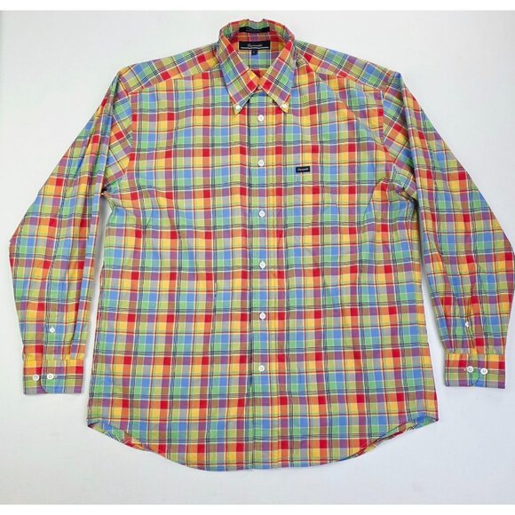 Faconnable Size Large Mens Multi Check Pocket Logo Tag Button Down Cotton Shirt - Picture 5 of 8